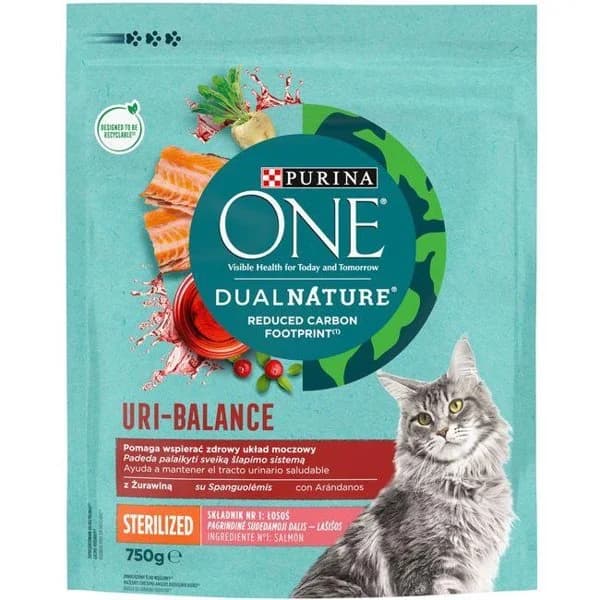 Pienso gato esterilizado arándano salmón ONE, paquete 750 g - 0.75 kg - Imagen del producto en Findit