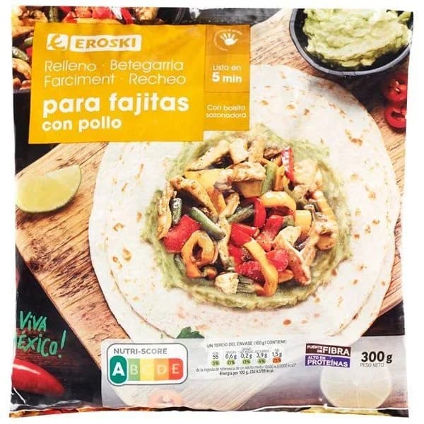 Relleno de fajita con pimiento asado EROSKI, sobre 300 g - 0.3 kg - Imagen del producto en Findit