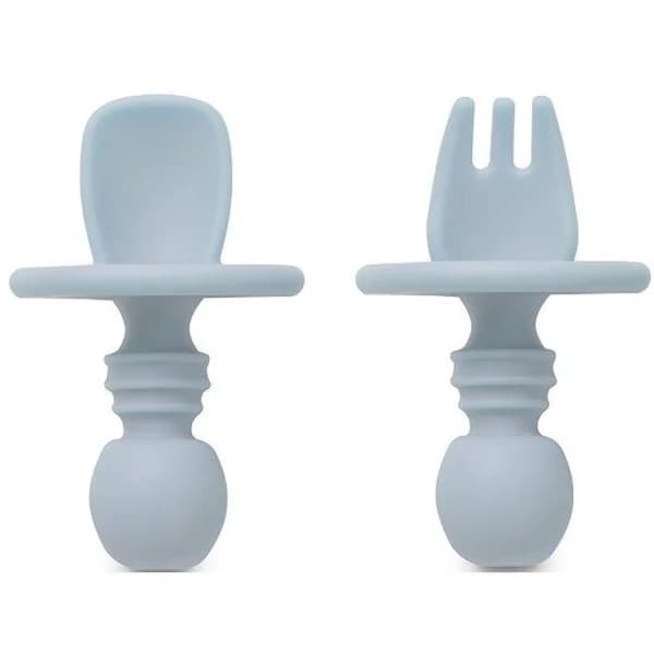 Cubiertos de aprendizaje azul antiahogo de silicona INTERBABY, set 2 uds - 1 ud - Imagen del producto en Findit