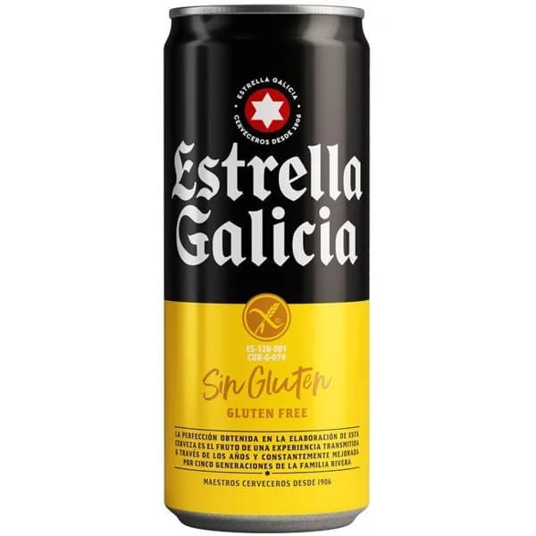 Cerveza sin gluten ESTRELLA GALICIA, lata 33 cl - 1 ud - Imagen del producto en Findit