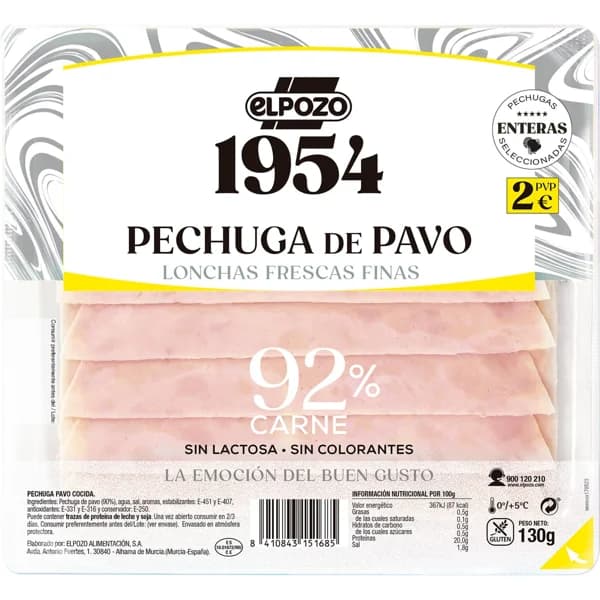 Pechuga de Pavo Lonchas Frescas Finas - 0.12 kg - Imagen del producto en Findit