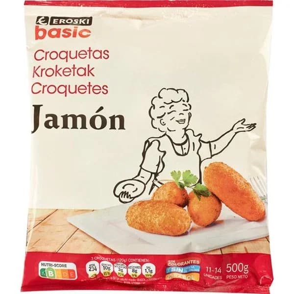 Croquetas de jamón EROSKI BASIC, bolsa 500 g - 0.5 kg - Imagen del producto en Findit
