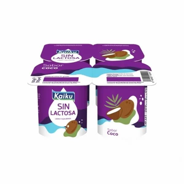 Leche fermentada sabor coco Kaiku sin gluten sin lactosa pack de 4 unidades de 125 g. - 0.5 kg - Imagen del producto en Findit