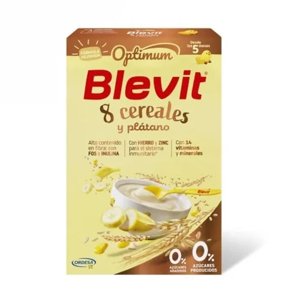 Papilla infantil desde 5 meses 8 cereales y plátano Blevit sin azúcar añadido 250 g. - 0.25 kg - Imagen del producto en Findit
