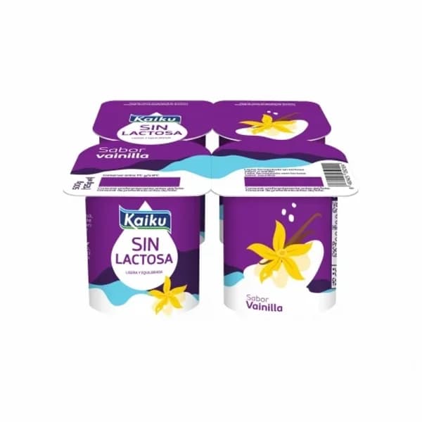 Leche fermentada sabor vainilla Kaiku sin gluten sin lactosa pack de 4 unidades de 125 g. - 0.5 kg - Imagen del producto en Findit