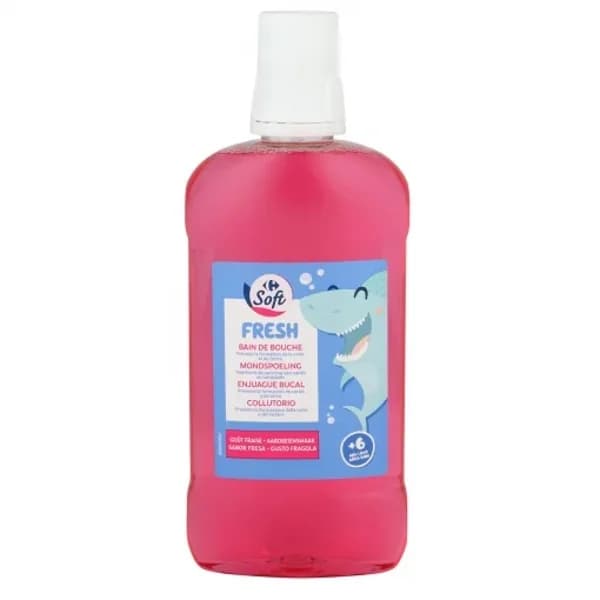 Enjuague bucal infantil fresh sabor fresa Carrefour Soft 500 ml - 0.5 l - Imagen del producto en Findit