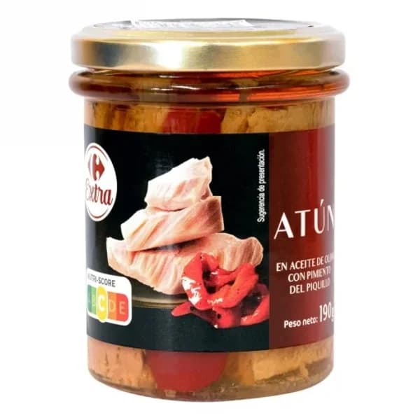 Filete de atún con pimiento del piquillo y aceite de oliva Extra Carrefour 130 g. - 0.13 kg - Imagen del producto en Findit