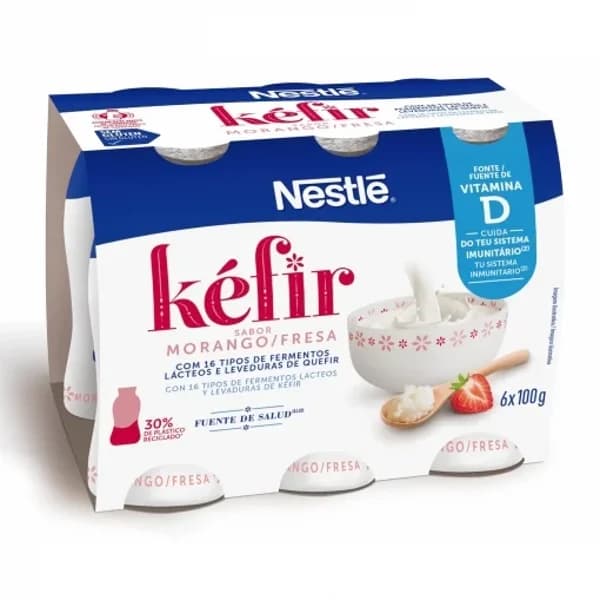 Kéfir sabor fresa Nestlé sin gluten pack de 6 unidades de 100 g. - 0.49 l - Imagen del producto en Findit