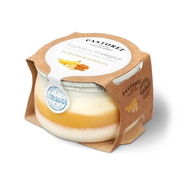 Yogur de plátano y galleta ecológico Pastoret sin gluten 135 g. - 0.14 kg - Imagen del producto en Findit