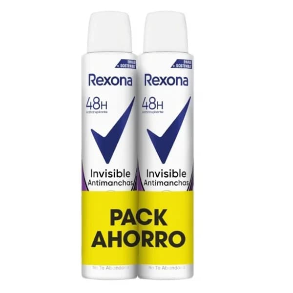 Desodorante en spray antitranspirante 48h Invisible Black&White Rexona pack de 2 unidades de 200 ml. - 0.4 l - Imagen del producto en Findit