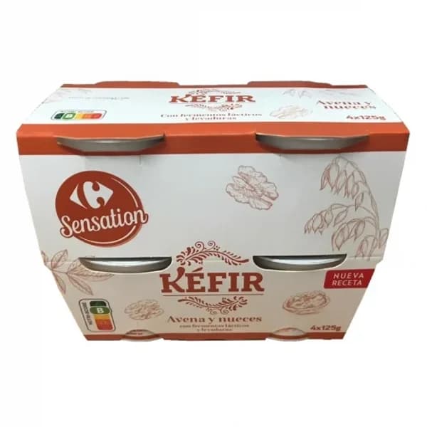 Kéfir de avena y nueces Carrefour Sensation pack de 4 unidades de 125 g. - 0.5 kg - Imagen del producto en Findit