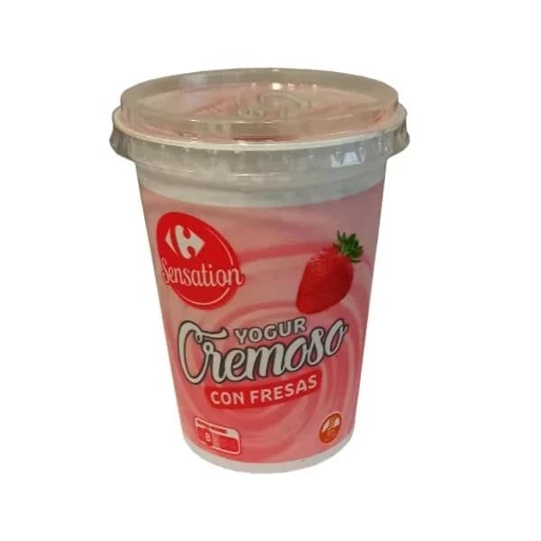 Yogur cremoso con fresas Carrefour Sensation sin gluten 500 g. - 0.5 kg - Imagen del producto en Findit