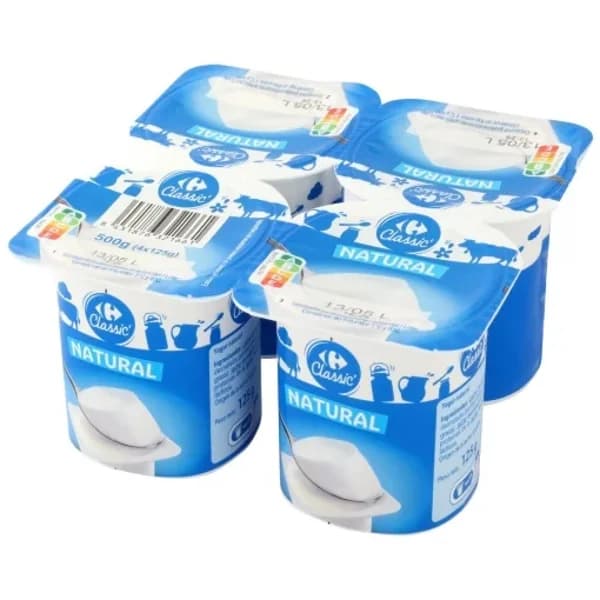 Yogur natural Carrefour Classic' pack de 4 unidades de 125 g. - 0.5 kg - Imagen del producto en Findit