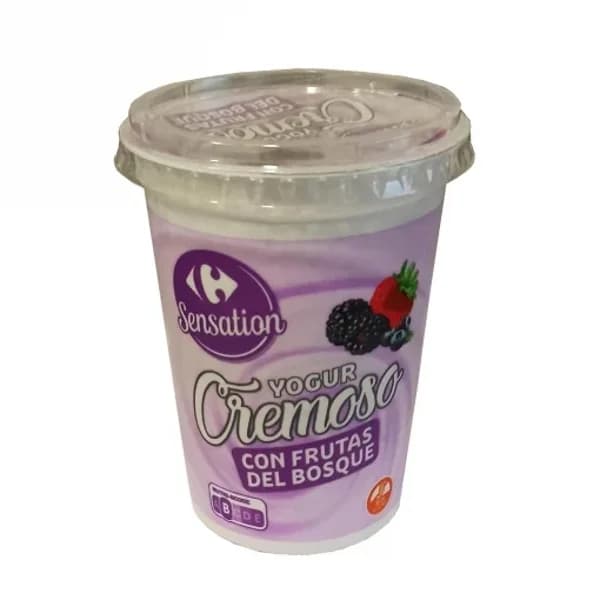 Yogur cremoso con frutas del bosque Carrefour Sensation sin gluten 500 g - 0.5 kg - Imagen del producto en Findit