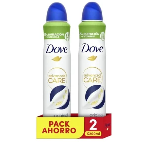 Desodorante en spray antitranspirante original protección 72h Advanced Care Dove pack de 2 unidades de 200 ml. - 0.4 l - Imagen del producto en Findit