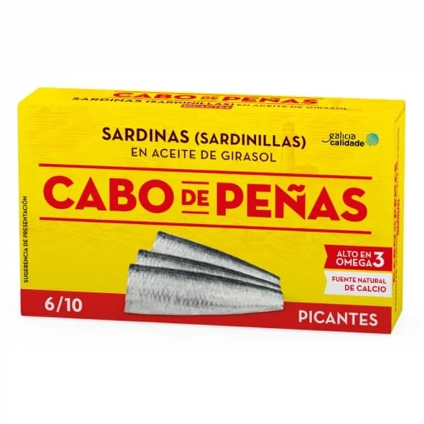 Sardinillas en aceite de girasol picantes Cabo de Peñas 60 g. - 0.06 kg - Imagen del producto en Findit
