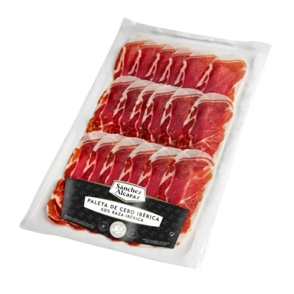 Paleta de Cebo Ibérica 50 % Raza Ibérica en lonchas Sánchez Alcaraz sin gluten y sin lactosa 200 g - 0.2 kg - Imagen del producto en Findit