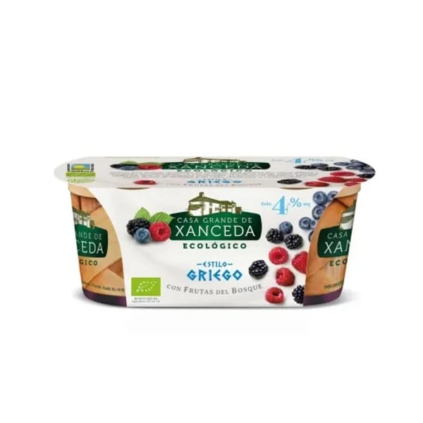 Yogur griego con frutas del bosque ecológico Casa Grande Xanceda sin gluten pack de 2 unidades de 125 g. - 0.25 kg - Imagen del producto en Findit