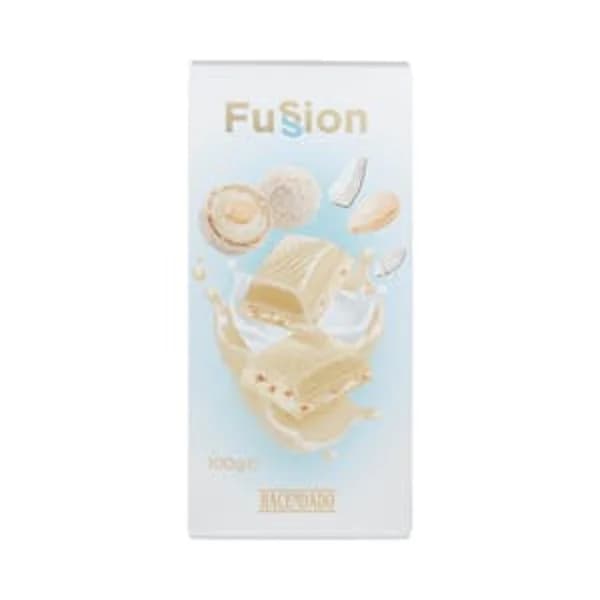Chocolate blanco Fussion Hacendado relleno con cremoso de coco y almendras troceadas - 1 ud - Imagen del producto en Findit