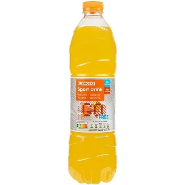 Sport Drink de naranja Free EROSKI, botella 1'5 litros - 1 ud - Imagen del producto en Findit