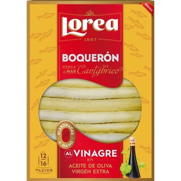Boquerón al vinagre en a. oliva virgen extra LOREA, tarrina 75 g - 0.08 kg - Imagen del producto en Findit