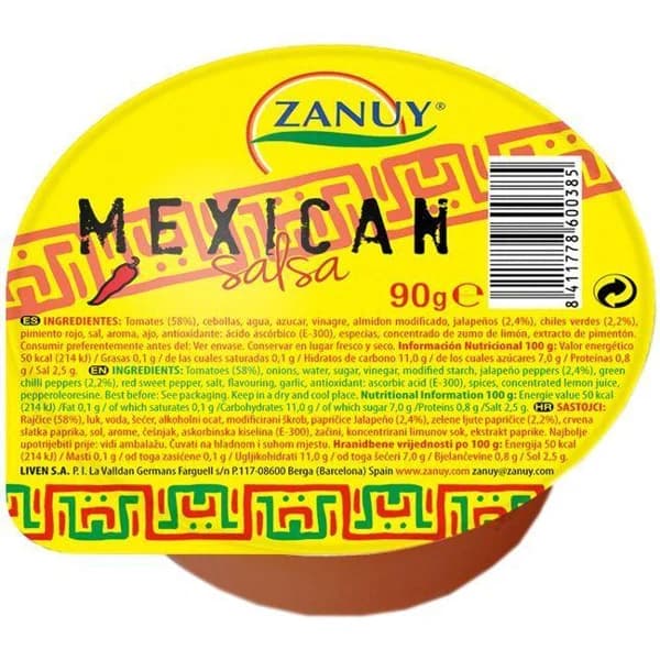 Salsa Mexican ZANUY, tarrina 90 g - 1 ud - Imagen del producto en Findit