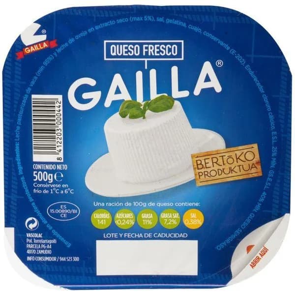 Queso fresco GAILLA, tarrina 500 g - 0.5 kg - Imagen del producto en Findit