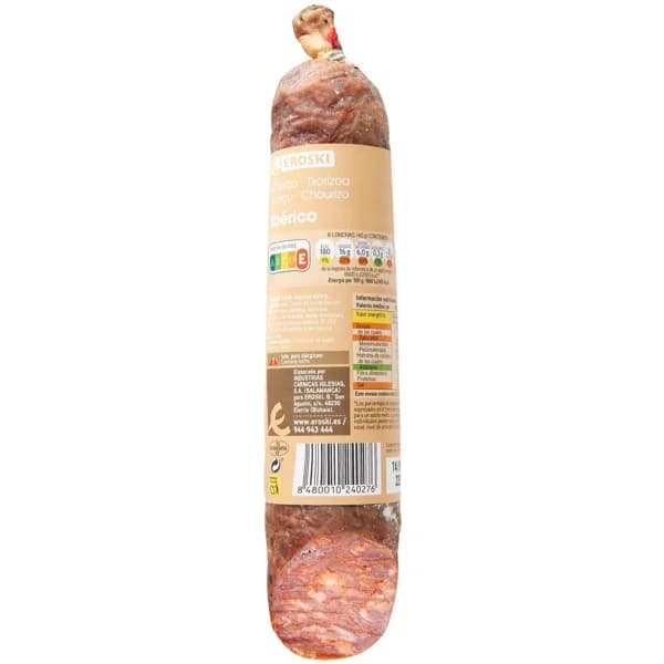 Chorizo cular ibérico EROSKI, pieza 500 g - 0.5 kg - Imagen del producto en Findit