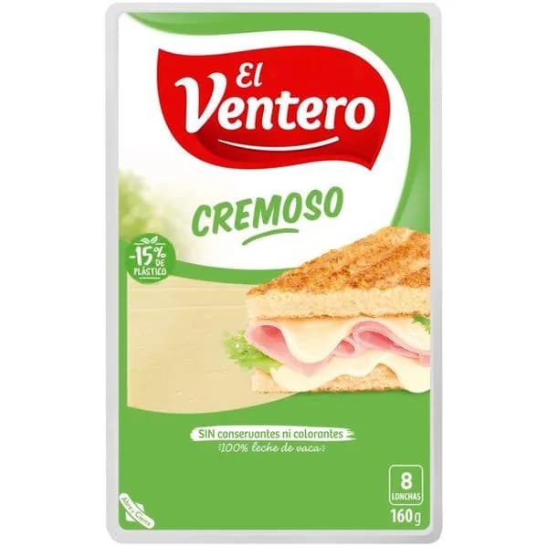 Queso cremoso EL VENTERO, lonchas, bandeja 160 g - 1 ud - Imagen del producto en Findit
