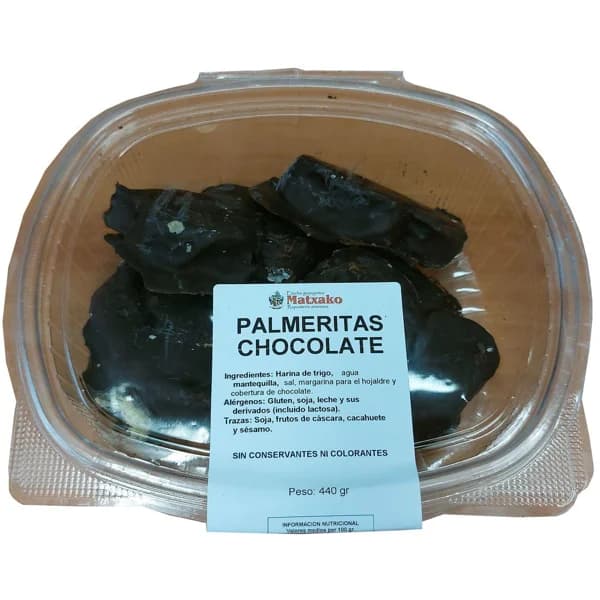 Palmeritas de chocolate MATXAKO, bandeja 440 g - 0.44 kg - Imagen del producto en Findit
