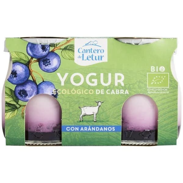 Yogur eco de cabra con arándanos CANTERO de LETUR, pack 2x125 g - 1 ud - Imagen del producto en Findit