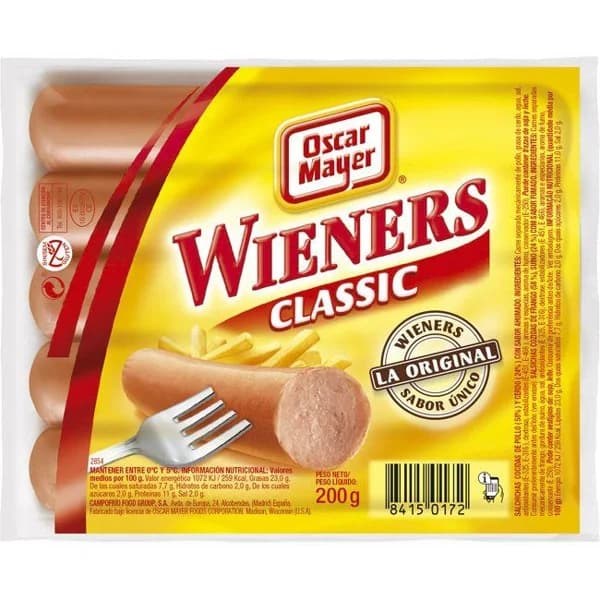 Salchichas Wienner OSCAR MAYER, sobre 200 g - 0.2 kg - Imagen del producto en Findit