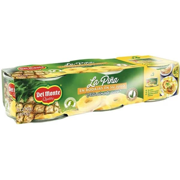 Piña en rodajas DEL MONTE, pack 3x145 g - 0.43 kg - Imagen del producto en Findit