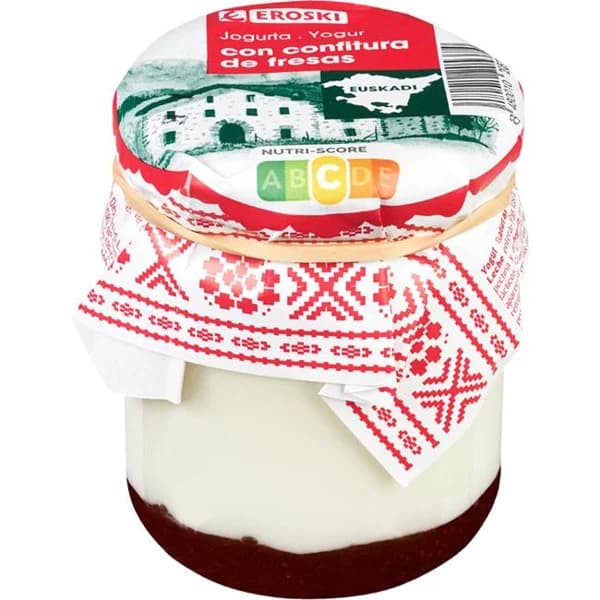 Yogur con confitura de fresa País Vasco EROSKI, tarrina 155 g - 1 ud - Imagen del producto en Findit