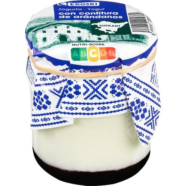 Yogur c/ confitura de arándanos País Vasco EROSKI, tarrina 155 g - 1 ud - Imagen del producto en Findit