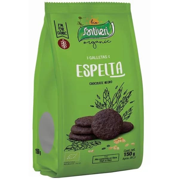Galleta de espelta y chocolate bio SANTIVERI, caja 150 g - 1 ud - Imagen del producto en Findit