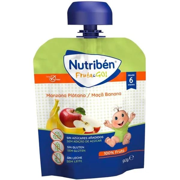 Bolsita de frutas con manzana y plátano NUTRIBEN, bolsa 90 g - 0.09 kg - Imagen del producto en Findit