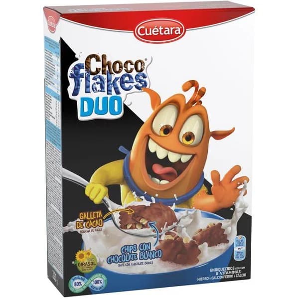 Choco Flakes duo CUÉTARA, caja 350 g - 1 ud - Imagen del producto en Findit