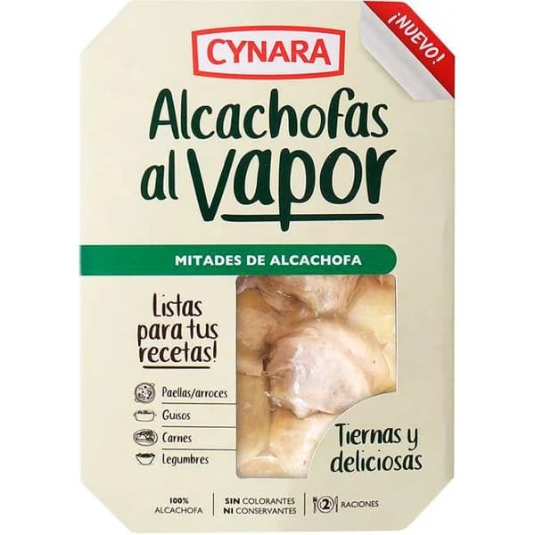 Alcachofas por mitades al vapor CYANARA, bandeja 160 g - 1 ud - Imagen del producto en Findit