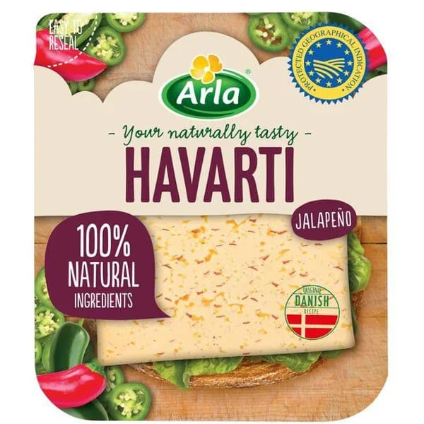 Queso Havarti con jalapeño ARLA, lonchas, bandeja 150 g - 1 ud - Imagen del producto en Findit