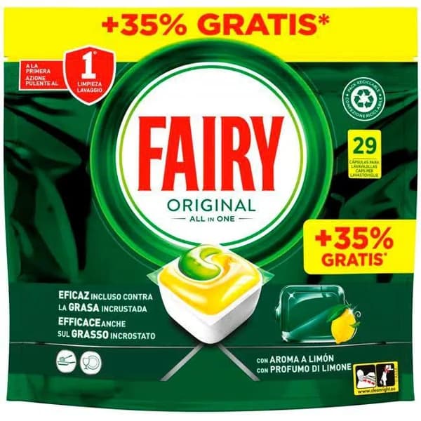 Lavavajillas a máquina FAIRY TODO EN 1,  bolsa 21+8 dosis - 1 ud - Imagen del producto en Findit