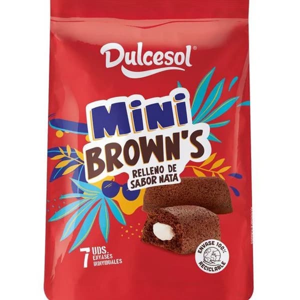 Mini brown¿s de nata DULCESOL, 7 uds, bolsa 154 g - 1 ud - Imagen del producto en Findit
