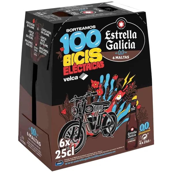 Cerveza 0,0 6 Maltas ESTRELLA GALICIA, pack botellín 6x25 cl - 1 ud - Imagen del producto en Findit