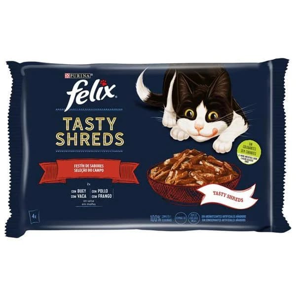 Tasty Shreds festín del campo en salsa FÉLIX, pack 4x80 g - 1 ud - Imagen del producto en Findit