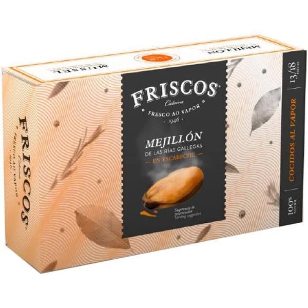 Mejillón en escabeche 13/18 piezas FRISCOS, lata 111 g - 1 ud - Imagen del producto en Findit