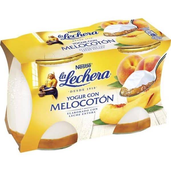 Yogur enriquecido con melocotón LA LECHERA, pack 2x125 g - 1 ud - Imagen del producto en Findit