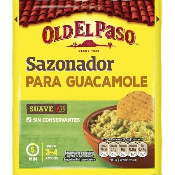 Sazonador para guacamole OLD EL PASO, sobre 20 g - 0.02 kg - Imagen del producto en Findit