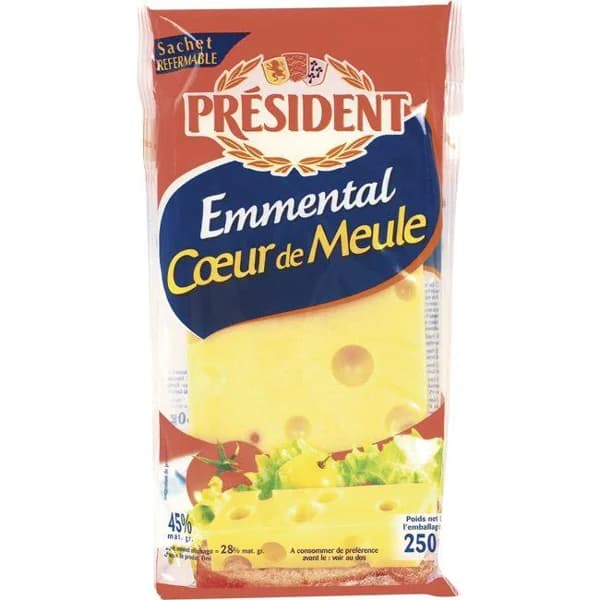 Queso Emmental PRESIDENT, cuña 250 g - 1 ud - Imagen del producto en Findit