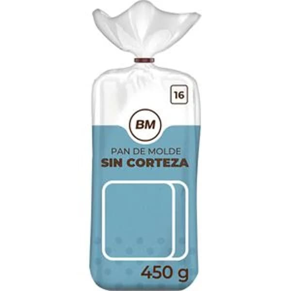 Pan de molde sin corteza 450 g - 0.45 kg - Imagen del producto en Findit