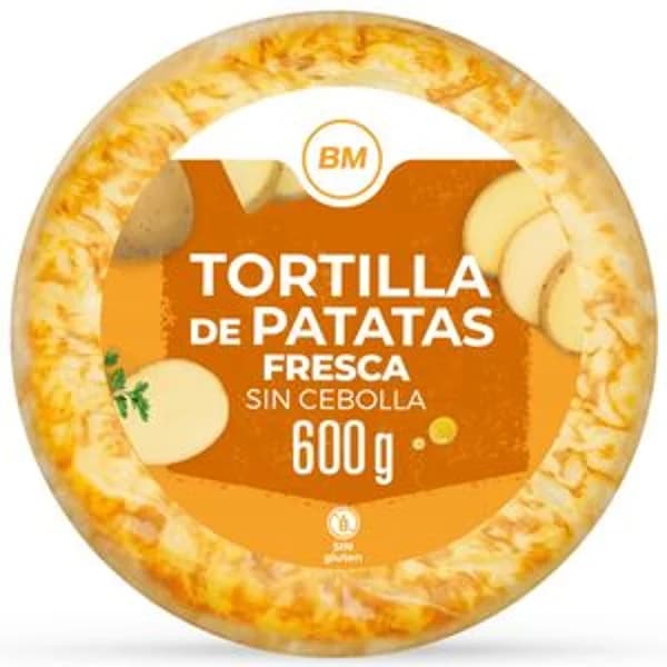 Tortilla de patata fresca sin cebolla 600 g - 0.6 kg - Imagen del producto en Findit